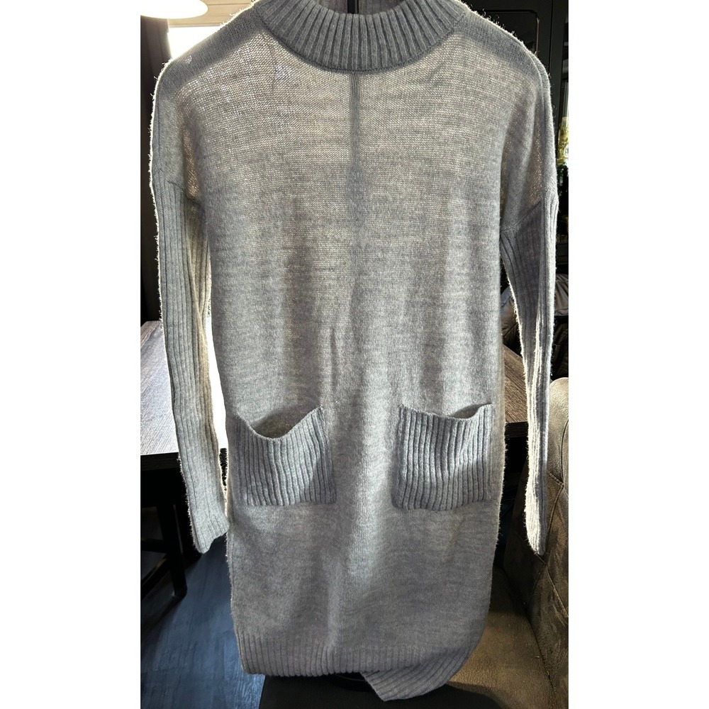 Miss‎ Selfridge Gray Knit Sweater Dress Women's US 2 Long Sleeve Pockets Cozy